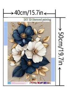 1 pieza Pegatina de pintura de diamantes DIY Bordado floral Flor Decoración del hogar Perforación completa 30*40cm/40x50cm - Conjuntos - Ver 4