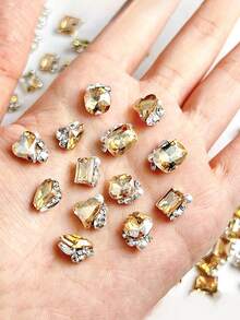 20Pcs Nail Art Rhinestone Decor, Sparkling Pillow Shaped Fat Square Rock Candy Asymmetric Stacked Rhinestone Nail Charms - Multicolor - View 11