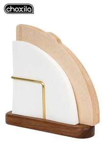 choxila 1pc Coffee Filter Holder, Coffee Filter Storage Rack, Walnut Wood Coffee Filter Stand, Pour Over Coffee Filter Holder - Filter Paper Holder - View 5