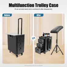 TFCFL 1 Pcs Black Rolling Makeup Case With 3 Side Drawers, Makeup Case With 4 Universal Wheels, Manganese Steel Makeup Case With Combination Lock For Make-Up Artists From Beginners To Professionals-Gift For Family, Friends, Birthdays, Mother's Day - View 2