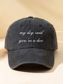 1pc Men's & Women's Spring/Summer/All-Season Sun Protection Black & Multi-Color "My Dog Said" Print Outdoor Casual Fashion Adjustable Size Washed Baseball Cap Dad Hat, Versatile Minimalist Style For Daily Wear, Fishing, Gift - A - View 16