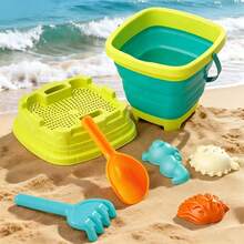 Children's Foldable Beach Bucket Set - Includes Foldable Bucket, Sand Molds, Rake, Shovel, Suitable For Outdoor Beach, Pool Water Play, Parent-Child Interaction, Beach Supplies, Beach Toys, Children's Beach Camping, Outdoor Play Summer Essential, Accessory Colors Random - Multicolor - View 13
