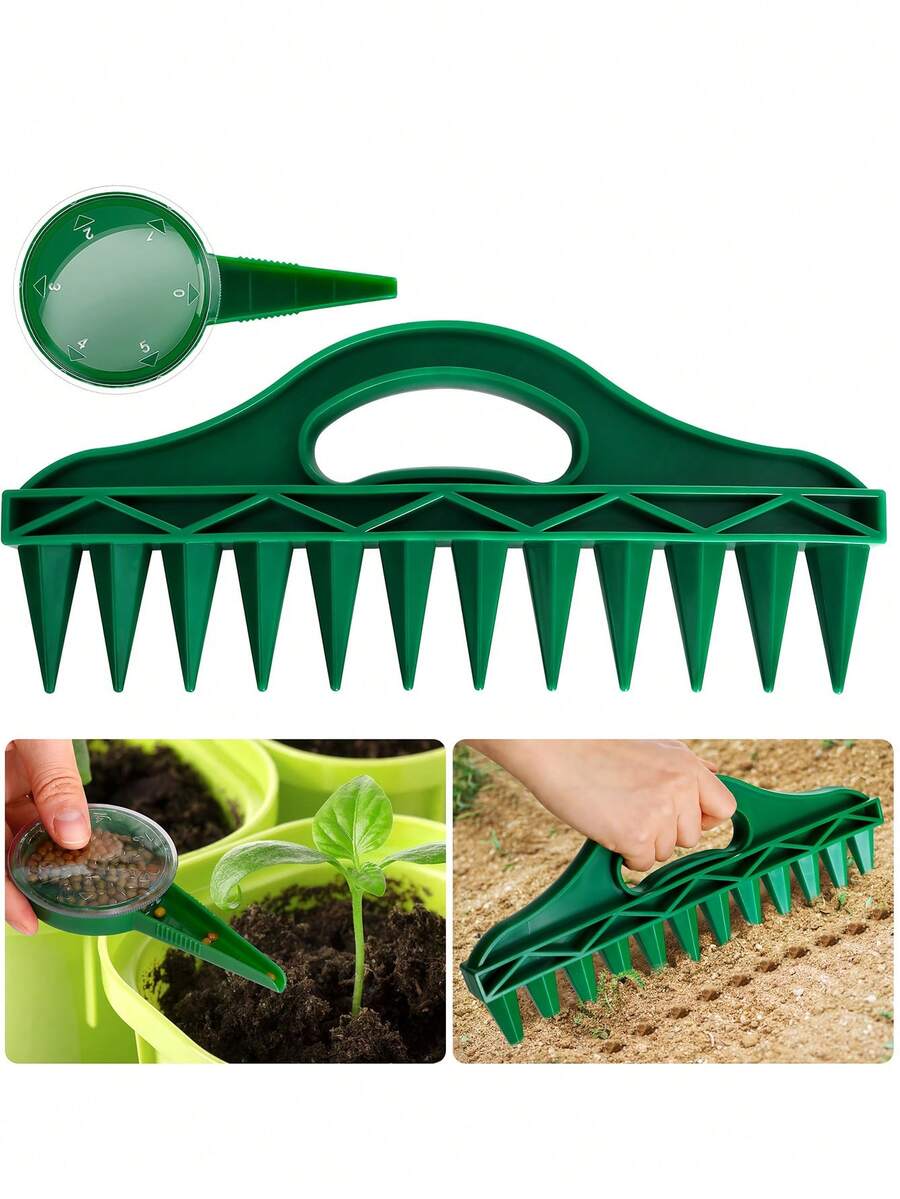 Set Penabur Benih Sayuran, Alat Penabur Benih Manual, Alat Penyebar Benih, Penabur Tanaman Sayuran, Pelubang Tanah dan Alat Penggembur Tanah untuk Berkebun
