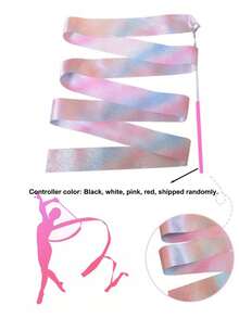 1pc Sparkling Dance Ribbon/Rhythmic Gymnastics Ballet Spinning Ribbon, Glittering Sports Performance And Stage Performance Prop Ribbon Length 78.74 Inches, Suitable For Dance Performance, Belly Dance, Ballet - Multicolor - View 7