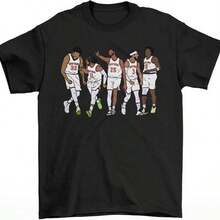 Knicks Starting 5 Shirt Brunson Towns Bridges Hart Anunoby Tee NY Basketball Vintage New York Sports Tshirt Retro Nova K - 黑色 - 查看 1