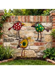 3 Pieces Set Colorful Acrylic Bird Wall Hangings, Bohemian Style, Window And Balcony Decorations, Outdoor Garden Event Decorations, Suitable For Walls, Fences, Patios, Holiday Decorations, Family Gatherings, The Best Choice For Animal Lovers. - One Size Fits All - View 4