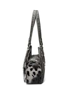 Fashion Minimalist Multi-Pocket Rivet Street Vintage Elegant Versatile Underarm Crossbody Shoulder Bag For Shopping And Vacation - Grey - View 6