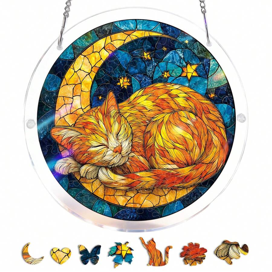 Acrylic Puzzles Suncatcher Window Hanging, 83 Pieces 7.4 Inch Sun Catcher Acrylic Puzzles Garden Decoration For Women Men Mom Birthday Gift Home Decor (Dawn Flower) - 星月貓 - 查看 1