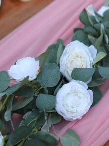1pc/2pcs 1.8m Silk Fabric Large Peony Vine - White - View 3