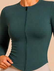 Slim Fit Slim Sweatshirt Design With Dry Fit Technology That Delivers Coolness And Style - Verde Esmeralda - 查看 5