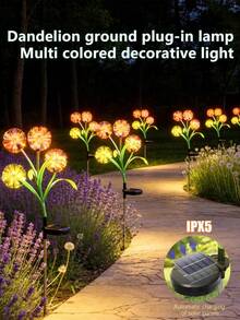 Solar Powered Dandelion RGB Color Changing LED Garden Stake Light, With Light Sensor Auto On/Off, IPX5 Waterproof Outdoor Decorative Landscape Light, Suitable For Yard Garden Patio Lawn Pathway Decoration - Solar Dandelion Lamp - View 5