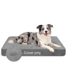 DUJUIKE Dog Bed Cover, Soft Plush Replacement Cover, 100% Waterproof, Soft Fleece/Velvet Material, Waterproof And Removable/Washable Dog Bed Cover (Light Gray) - Light Grey - View 1