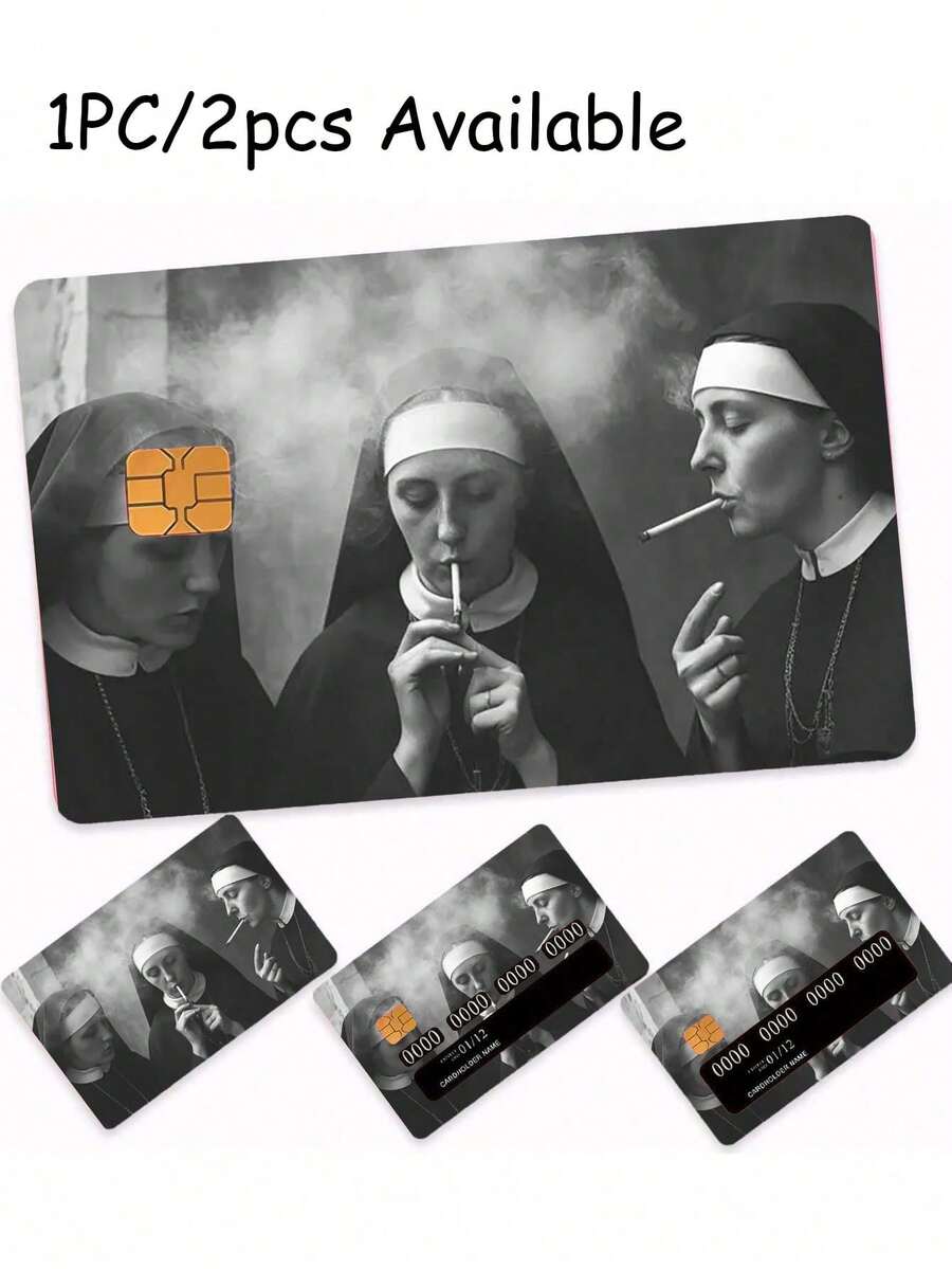 1/2pcs New Charming Women's Fun Credit Card Stickers, Smoking Credit Card Stickers, Suitable For Electronic Benefit Transfer (EBT), Waterproof, Transportation, Keys, Credit Cards, Debit Cards, Card Protectors, Protect Bank Cards, Bubble-Free, High Quality, Suitable For Small Chip Cards (Random Style) - Multicolor - View 1