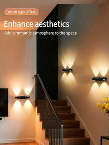 1pc RGB/Three-Color Dynamic Sensing Wall Lamp, Magnetic Rechargeable LED Lamp, With Or Without Remote Control Option, Perfect For Creating Bedroom Atmosphere, Decorating Corridors And As Home Decoration Gifts - Double-pupil Four-cat-eye Sensor Wall Lamp - View 2