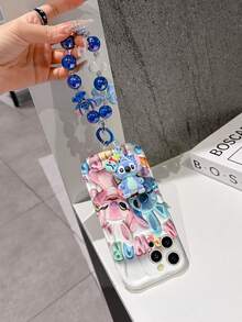 Disney Has Authorized, Phone Case - Chain Set, The Stitch Lilo & Stitch 3D Phone Case Plus A Silicone 3D Stitch Bracelet With Metallic Ring Removable Bracelet, Stitch And Angel Pattern, Compatible With Iphone17/16/15/14/13/12/11/XS/XR/X Plus Pro Max, A Stylish Cartoon Phone Case, The Perfect Gift Choice, Phone Protection, Durable Phone Cover, Great Gift For Friends And Family. - 白色 - 查看 5