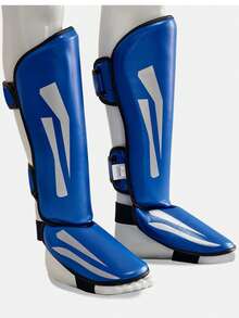 Black Boxing Leg Guards, Martial Arts Joint Foot Guards, Boxing Training And Competition Protective Equipment - Blue - View 9