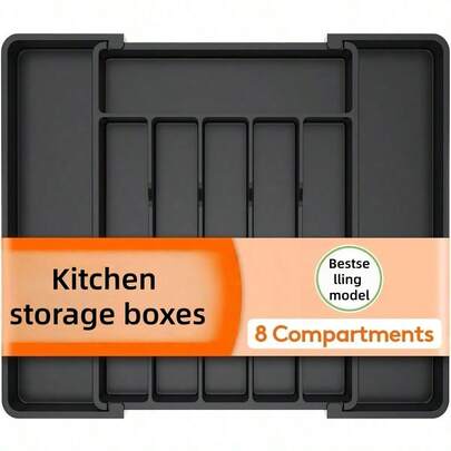 1pc Plastic PP Dustproof Drawer Organizer Box, Kitchen Cutlery Utensils Parts Tools Divided Storage Box, Home Decoration, Christmas Gifts, Home Gifts, Room Decoration,