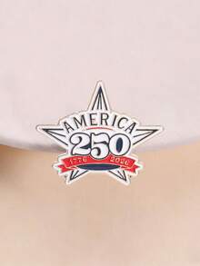 美國250週年紀念琺瑯胸針，愛國星形胸飾 - 彩色 - 查看 1