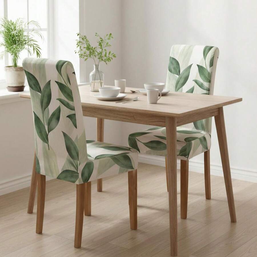 Set Of 2 Chair Covers With Plant, Flower And Animal Print, Elegant High-End Design, Versatile For Interior Decoration And Home Use - Green - View 1
