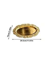1pc French Vintage Relief Gold & Silver Rimmed Tray, Luxury Metal Jewelry Dish, Desktop Fragrance & Cosmetic Organizer, European Carved Metal Oval Tray, Vintage Relief Gold Rimmed Display Plate, Luxury Style Relief Pattern Metal Dish, Gold & Silver Contrast Design, Desktop Aromatherapy Jewelry & Afternoon Tea Tray - Multicolor - View 15