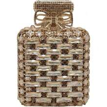 Bolsos de Mano con Forma de Perfume para Mujer, con Pedrería Brillante, Bolsa de Noche con Diamantes, Brillante, para Fiesta o Boda - Oro - Ver 3