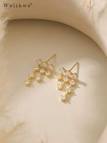 14k Gold Plated Earrings For Women,Delicate Multi-Layer Circul Zirconia Pendant Earrings Accessories,Hypoallergenic For Women Fashion Accessories - Gold - View 7