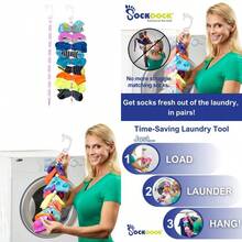 Sock Herramienta de lavandería para lavar secar y almacenar pares de calcetines clips y candados sin clasificar ni combinar organizador de armario paquete de 2 - Rosa - Ver 1