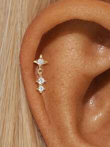EleRunis 1 pieza de joyería fina de plata de ley 925 con forma de estrella, piercing de cartílago hélix con rosca y base plana, para uso diario, boda, fiesta y compromiso - Dorado - Ver 19