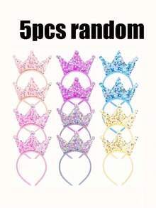 5 peças Acessórios de cabelo com coroa de princesa, tiaras com coroa de lantejoulas, várias cores disponíveis, adequado para festa com tema de princesa, festa de aniversário, presente de casamento, despedida de solteira, baile de finalistas, decoração de festa perfeita - Tamanho único. - Ver 12