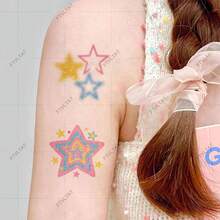 FTVLTAT Glitter Star Temporary Tattoo Stickers 20pcs/Pack, Waterproof Shiny Star Tattoos, Easy To Peel Long-Lasting Body Art, Colorful Glitter Star Pattern, Suitable For Birthday Party, Holiday, Cosplay, Daily Decoration - Multicolor - View 2