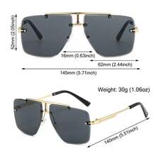 Men's Square Rimless  With Double Bridge And Frame, With Protection And Gradient Lenses - Gold-tea - View 2