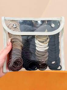 300/100pcs/Set Black Simple Hair Ties Combo, Covering Navy Blue, Light Pink, Gray, Brown And More Colors, Suitable For Girls, Women And Men, High Elasticity Design, Repeated Stretching Won't Deform, Secure Hair Styling. Suitable For Daily Commute, Sports, Fitness Or Casual Gatherings To Easily Create Fashionable And Neat Hairstyles. - Multicolor - View 16
