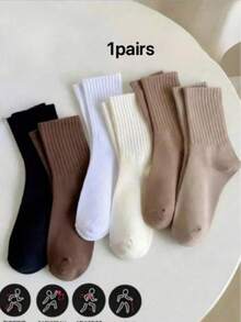 OBOVAY 1/6 Pairs Women's Random Earth Tone Sports Mid-Calf Socks 3/12 Pairs - Multicolor - View 5