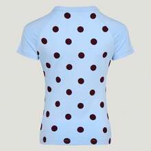 Adidas CALI TEE Polka Dot Knit Fitted Raglan Sleeve Sports Short Sleeve T-Shirt - Blue - View 8