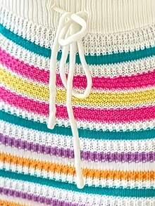 Conjunto de Top y Falda sin Espalda con Crochet a Rayas Multicolores - Verde claro - Ver 8