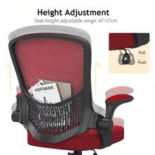Ergonomic Mesh Office Chair With Flip Armrests And Lumbar Support - Rojo - Ver 8