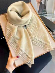 1PC Lace Border Handkerchief Shawls And Wraps Soft Lightweight Daily Fashion Casual Four Seasons Accessories Women Evening Party Travel Wedding Gifts - Multicolor - View 7