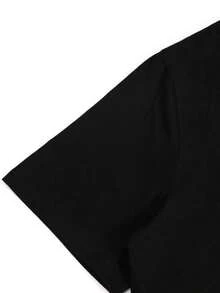 Camiseta Casual Estampada de Moda TrendyNew para Mujer, con Estampado Deportivo y Divertido, de Manga Corta y Cuello Redondo, Ideal para Otoño y Verano. Adecuada para: Eventos Deportivos/Fie - Negro - Ver 5