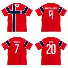 2026 World Cup Norway Home Short Sleeve Jersey, Haaland & Solbakken Replica, Breathable & Quick-Drying Sportswear - 10號 - 查看 1