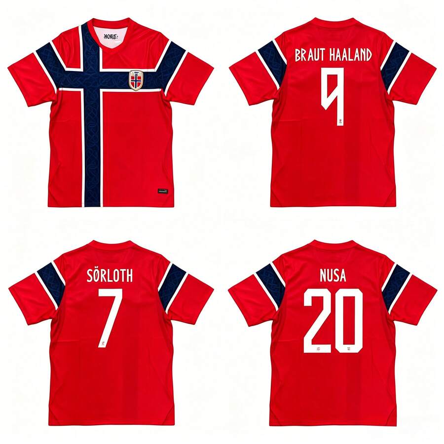 2026 World Cup Norway Home Short Sleeve Jersey, Haaland & Solbakken Replica, Breathable & Quick-Drying Sportswear - 10號 - 查看 1
