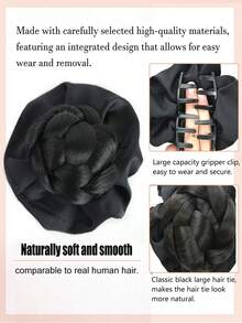 4 Inch Black Synthetic Hair Bun Wig, Elegant Hair Bun Accessory, Suitable For Women - Multicolor - View 5