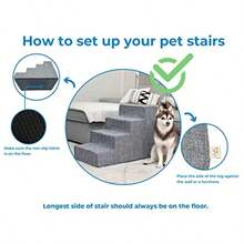 Escaleras/Escalones Plegables De Espuma Para Mascotas De Color Gris Oscuro Con Estampado De Celosía O Peldaños Para Perros Y Gatos 3 Peldaños - Estampado enrejado gris. - Ver 8