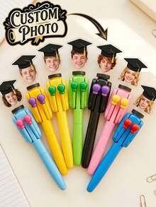 Custom Graduation Photo Retractable Pen, Printed With Portrait And Graduation Cap Patterns. Suitable For Daily Writing By Students And Teachers, It Is An Ideal Gift For Graduation Season, Back-To-School Season And Birthdays - Multicolor - View 1