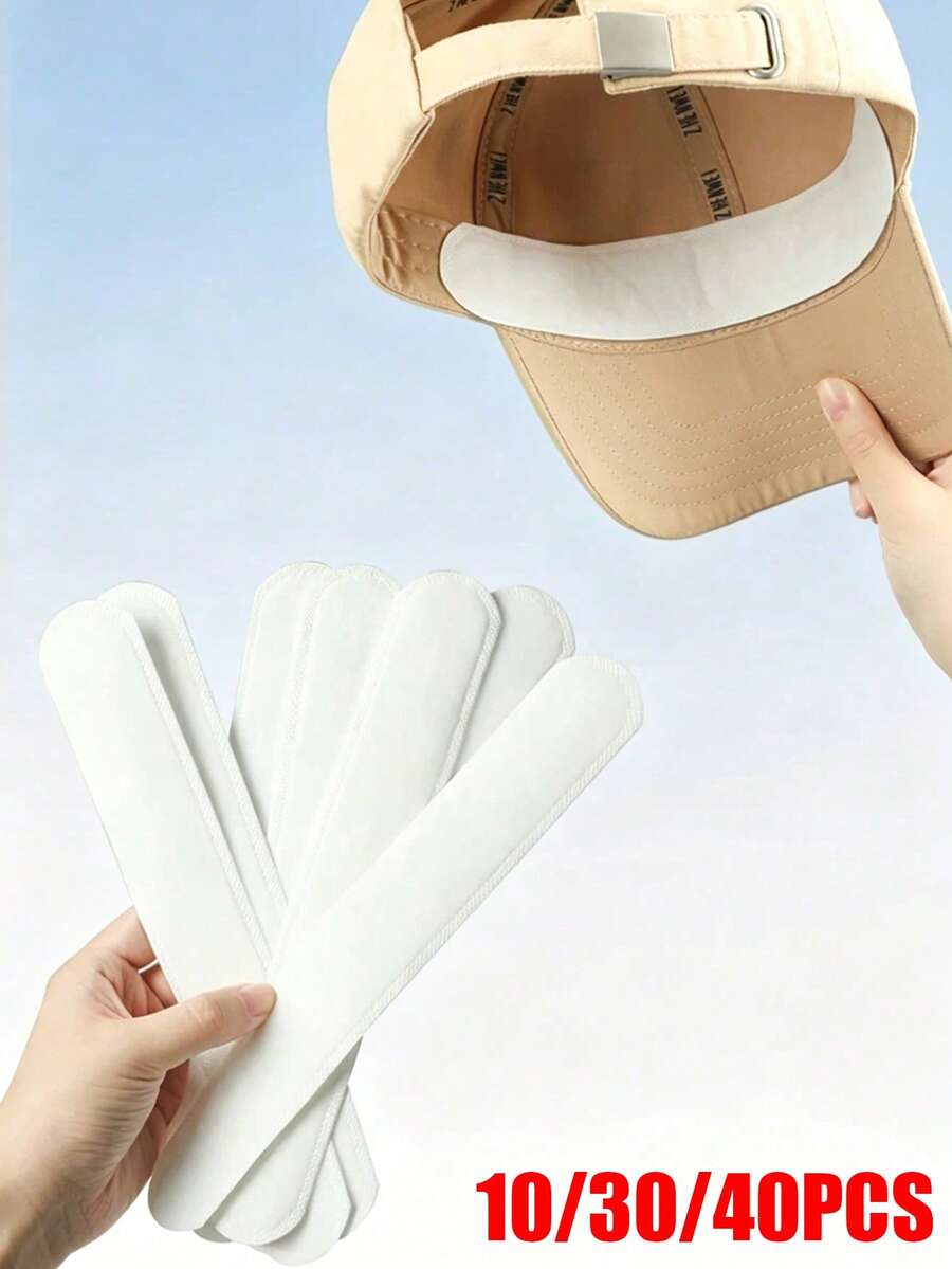 40/30/10 piezas Almohadillas absorbentes de sudor para sombrero de verano, adecuadas para sombreros, frente, forros de sombrero, a prueba de sudor y resistente a manchas, absorbente de sudor, autoadhesivo, aislante térmico, ligero y transpirable, cómodo e inodoro, fácil de usar, unisex, perfecto para el verano caluroso, viajes, deportes, actividades al aire libre, esencial de verano, también excelente para regalos de cumpleaños y vacaciones, esencial para el regreso a la escuela.