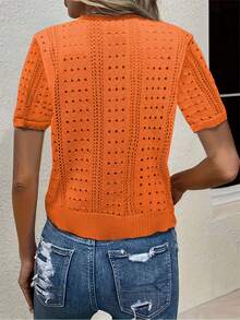 Cardigán de Manga Corta para Primavera y Verano - Naranja - Ver 7