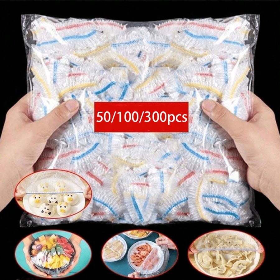 50/100/300入 彩色保鮮膜拋棄式食物蓋 水果保鮮塑膠袋 廚房配件