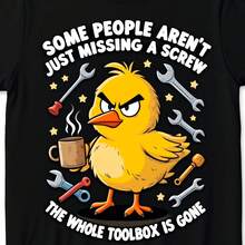 Camiseta Divertida de Pato, Humor Retro, "A Algunas Personas Simplemente Les Falta un Tornillo", Camiseta Gráfica Novedosa con Pato Peculiar, Lavable a Máquina, Camiseta Casual Adecuada para - negro - Ver 2