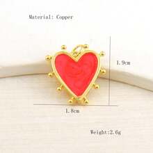 1 pièce Pendentif cœur en cuivre, style minimaliste mode pour femmes, accessoires DIY pour bracelet, collier, boucle d'oreille, sac et chaîne de téléphone, fait main - Multicolore - Voir 2