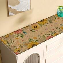 1 pieza, Decoración del hogar, Estampado de patrón floral, Alfombra de cocina de lino, Tapete de cocina, Tapete de piso, Tapete de baño, Tapete de puerta, Impresión 3D rectangular, Adecuado para sala de estar, dormitorio, pasillo, baño, lavandería - Alfombra de poliéster, Adecuado para decoración del hogar interior y exterior - Multicolor - Ver 6