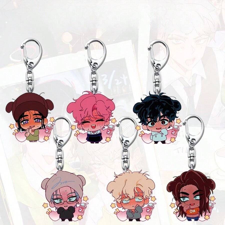 1 Peça Chaveiro de Palco com Formato Assimétrico, Acrílico, Fofo, Presente para Estudante, Mochila, Pingente de Anime Cartoon - Multicolorido - Visão 1